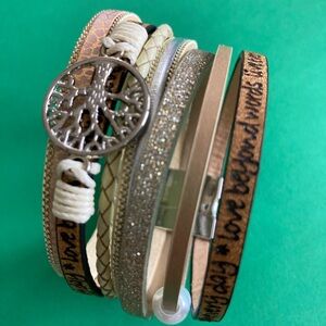 Tree of Life Multi Strand Leather Bracelet NWOT